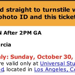 Horror Nights Ticket 