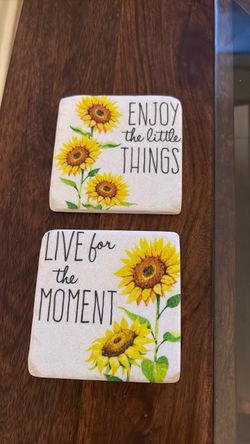 Set of two sunflower coasters