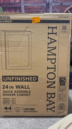 Hampton Bay 24 in. W x 12 in. D x 36 in. H Ready to Assemble Wall Kitchen Cabinet in Unfinished with CLICKREADY Technology