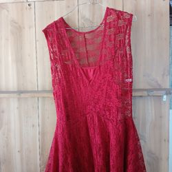 Prom Dress or Savy. Red & Flowered.