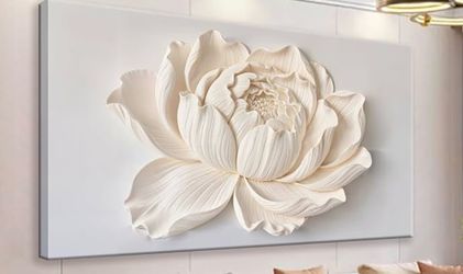3D Wall art 40x20 inch wall decor framed white wood
