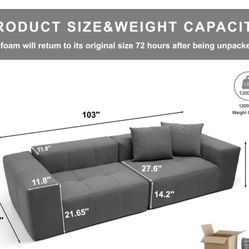 MEISIMAN Cloud Couch, Soft Velvet Modular Sectional Sofa -  (Gray)