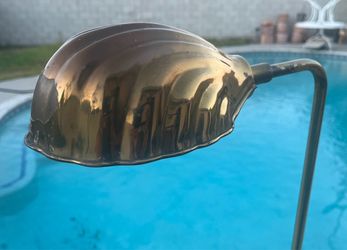 Vintage Mid Century Brass Clam Shell Floor Adjustable Lamp, Hollywood Regency