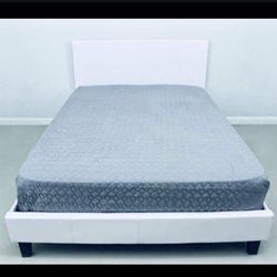 White Queen Bed With Mattress And Box Spring. Brand New