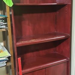 Cherry wood bookcase shelf with storage