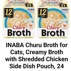 24 INABA Churu Broth for Cats, Side Dish
Pouch, 1.4 Ounces per Pouch, 24  Pouches,
Chicken & Seafood Variety