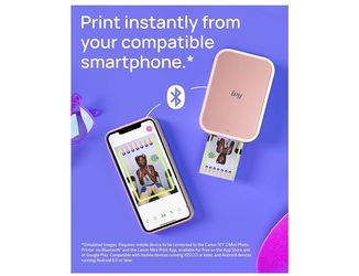 Canon Ivy 2 Mini Photo Printer, Print from Compatible iOS & Android Devices, Sticky-Back Prints, Blush Pink
