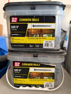 Grip Rite 60D 6" Common Nails – 2 Buckets