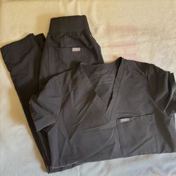 XXS Figs Charcoal Scrub Pants And Top 