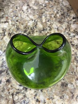 Vintage Hand Blown Green Glass Vase