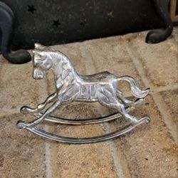 Vintage 1960s Brass Rocking Horse Figurine 7"