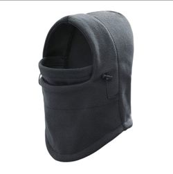 Ski Outdoor Winter Sports 1:6 Adjustable Dark Gray Charcoal Thick Plush Fleece Balaclava Hood W Integrated Neck Gaiter Face Mask Adults OSFM