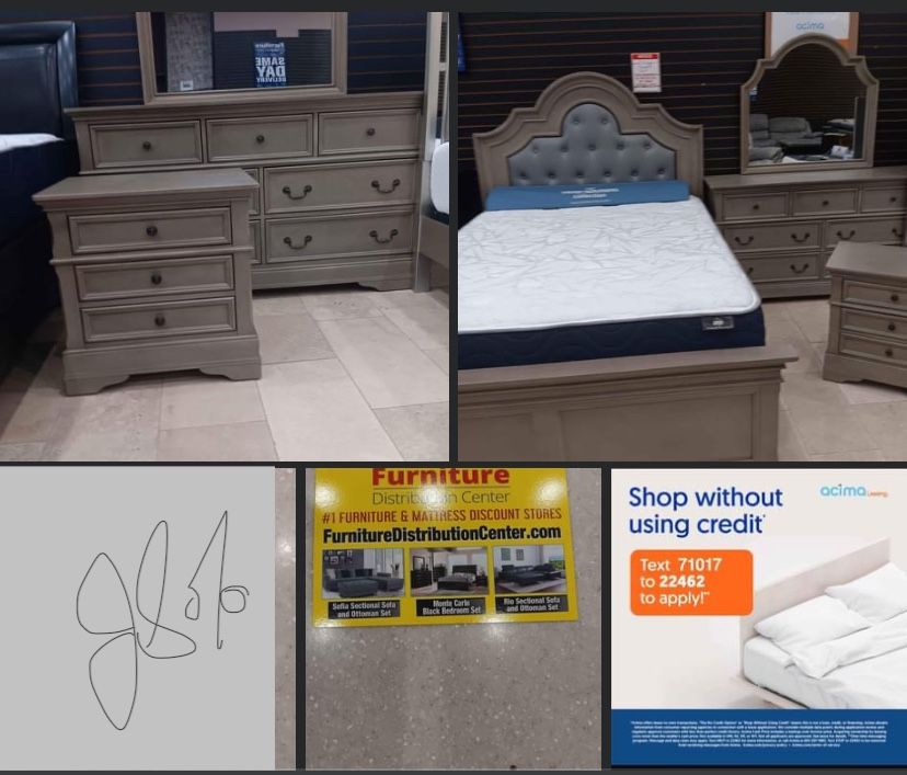 queen Sets! Bed Dresser Mirror Nightstand $799!! ask About Our Great Deals On Mattresses