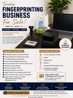 TURNKEY LIVESCAN FINGERPRINTING BUSINESS WITH OFFICE TAKE OVER (optional) PORT ST LUCIE