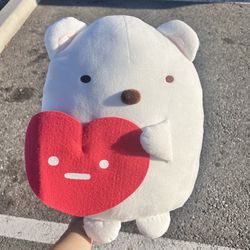 16” Sumikko Gurashi SHIROKUMA White Polar Bear Holding Red Heart New with Tag