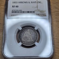 1853 Seated Liberty Quarter 