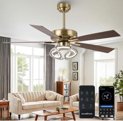 Parrot Uncle Gold Ceiling Fan with LED Light