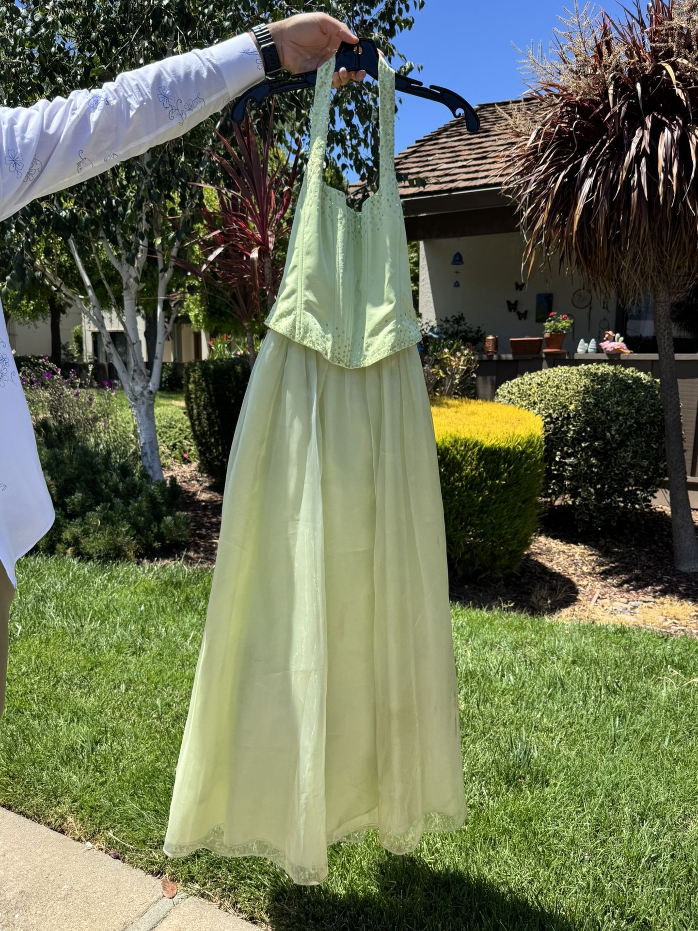 Ethereal Light Green Gown With Sequins