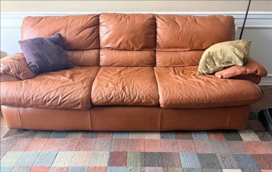Leather Sleeper and Loveseat