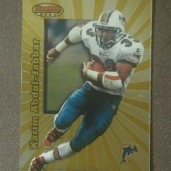 1998 Bowman's Best Karim Abdul-Jabbar Miami Dolphins #52 Running Back Gold Looking Topps Football Vintage Collectible Card NFL Trading