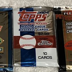 3  VINTAGE BASEBALL WAX PACKS & MORE