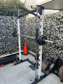 Smith squat machine with pull down feature