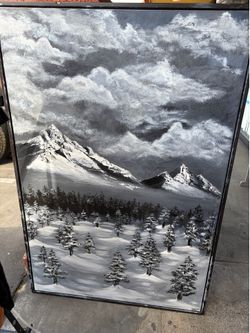 Black and white landscape hand painting