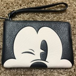 Disney X Coach Corner Zip Wristlet With Wink Mickey Mouse