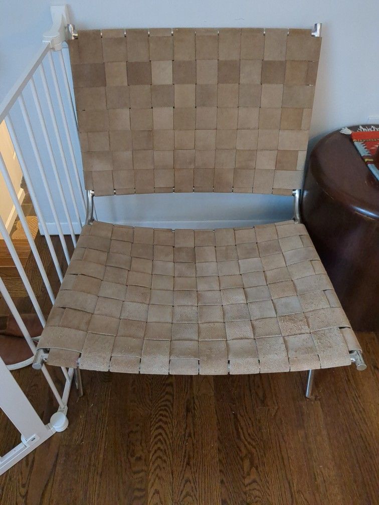 CB2 Woven Camel Suede Chair