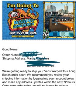 Vans Warped Tour Long Beach 2 day pass Saturday & Sunday (July25-26th)