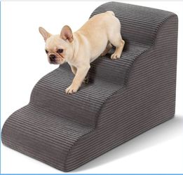 Curved 4 Step Stairs/Ramp For Dogs & Cats Good For High Beds Non-slip 19.7 High