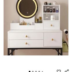 Makeup Vanity Desk with Drawers and Cabinet