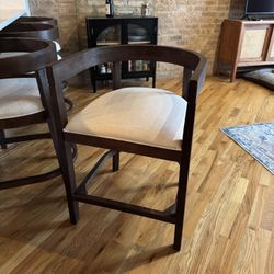 Set Of 4 Walnut Counter Stools