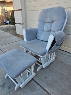Gray Glider Chair with Ottoman