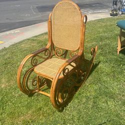 Vintage Bamboo Rocking Chair Honey Style