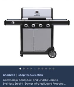 Charbroil Commercial Series Grill and Griddle Combo Stainless Steel 4 - Burner Infrared Liquid Propane...