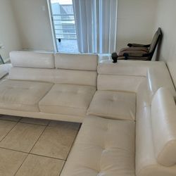 White Leather Sectional For $225