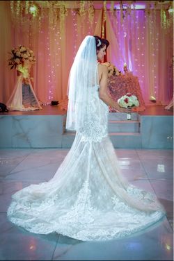 David’s Bridal Wedding Gown With Veil Size 8