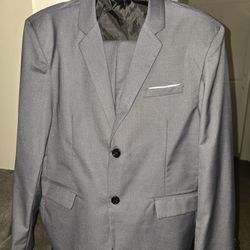 Men’s Slim Fit Suit Jacket & Pants Set – Size Pants- 34– New- Grey