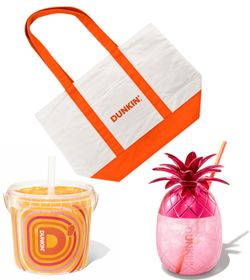 THE BARBIE® PINK PINEAPPLE CUP + DUNKIN' Tote Bag + DUNKIN'S VIRAL BEVERAGE BUCKET