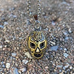 1pc Mexican Luchador Wrestler Wrestling Lucha Libre Mask Pendant And Necklace