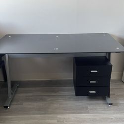 Black glass desk