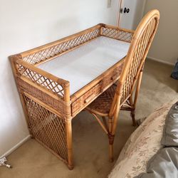 ** VINTAGE RATTAN/BAMBOO DESK AND CHAIR**