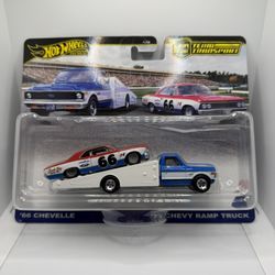 Hot Wheels Premium 61 Impala & 72 Chevy Ramp Truck Team Transport Car Culture#54