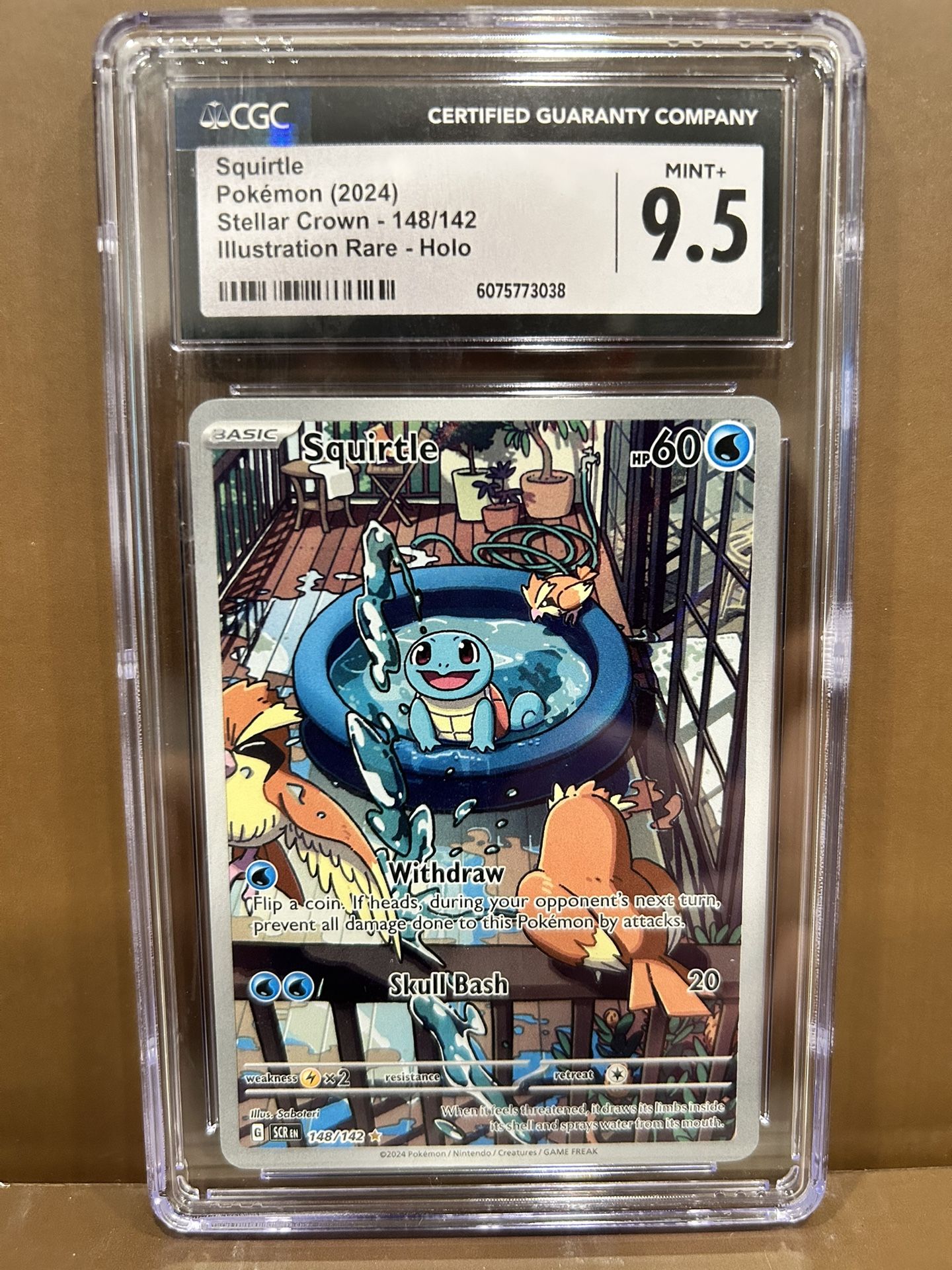 Pokemon TCG Scarlet & Violet Stellar Crown IR Squirtle #148 CGC 9.5 MINT+