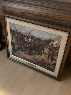 VINTAGE REVOLUTIONARY WAR HISTORICAL OIL PAINTING SERIGRAPH SIGNED BY D. TROIANI