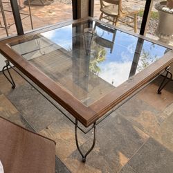 Glass With Wooden Frame Coffee Table