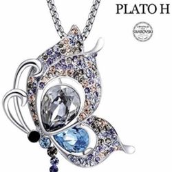 Brand new Butterfly Brooch Necklace with Swarovski Elements Crystals