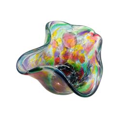 Stunning Vintage Scalloped Blown 5” Glass Bowl