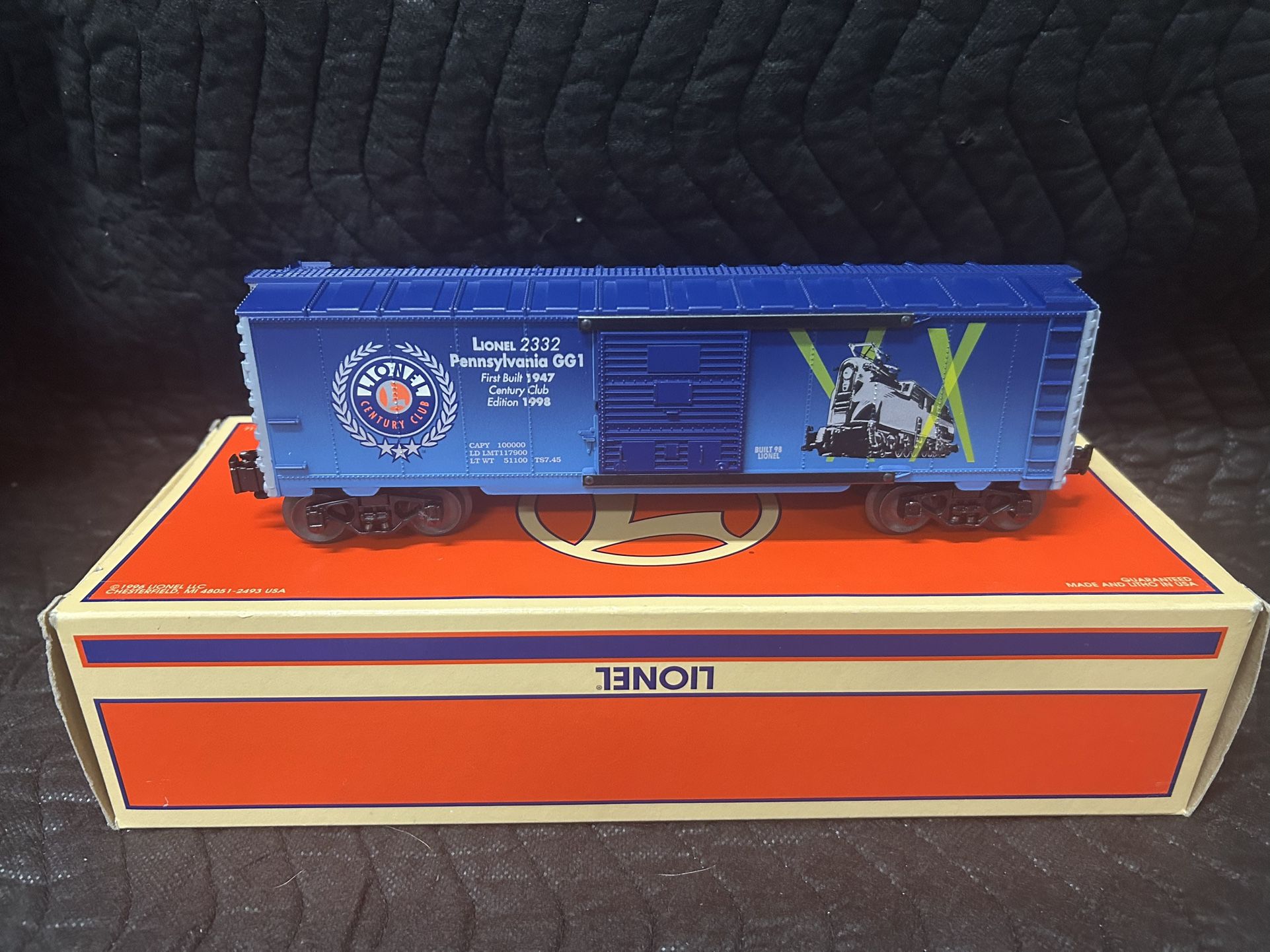 Lionel 6-29227 O Gauge ‘98 GG-1 2332 Century Club Boxcar